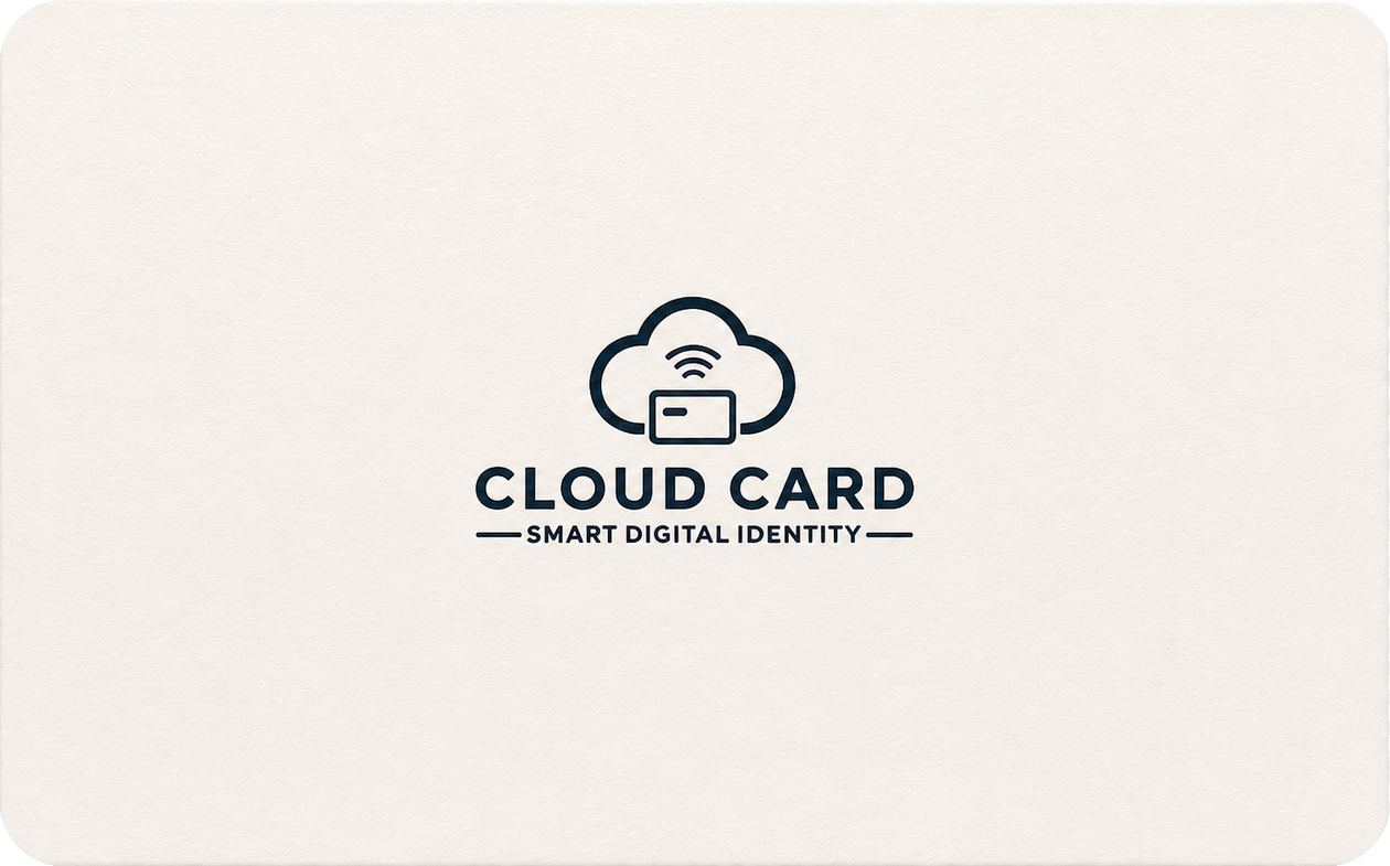 Warm-white matte CloudCard with the same centered branding as the black card